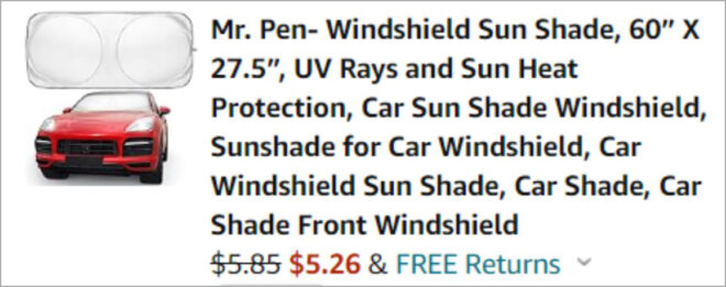 Checkout page of Mr Pen Windshield Sun Shade