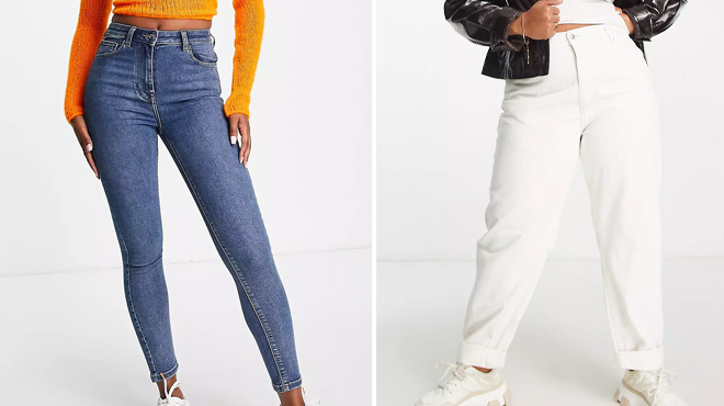 Collusion x001 Skinny Jeans and Asos Design Curve Slouchy Mom Jeans
