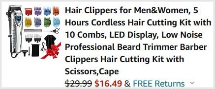 Cordless Hair Cutting Kit Checkout
