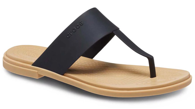 Crocs Womens Tulum Tan Flip Sandals from Side