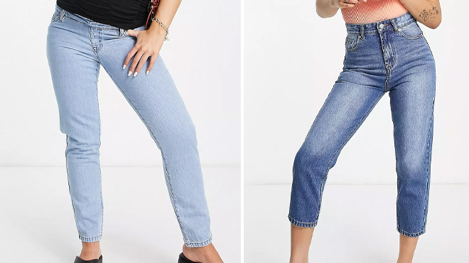 DTT Maternity Lou Mom Jeans and DTT Petite Emma Super High Rise Mom Jeans