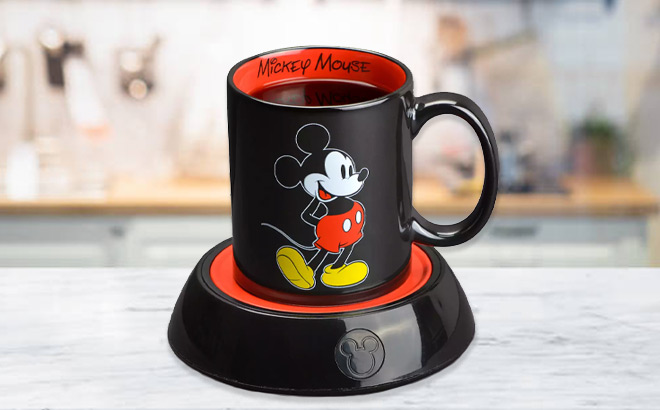 Disney Collection Mickey Mouse Mug Warmer Mug Set on a Table