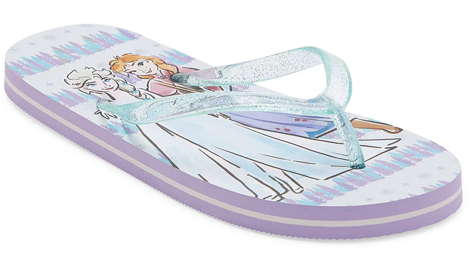 Disney Girls Frozen Flip Flops on White Background