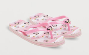 Disney Girls Minnie Mouse Flip Flops on Gray Background