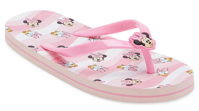 Disney Girls Minnie Mouse Flip Flops on White Background