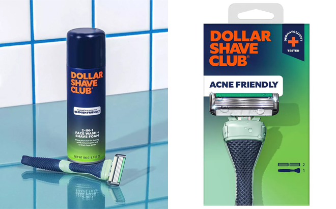 Dollar Shave Club Blemish Friendly 2 in 1 Face Wash and Razor Starter Set