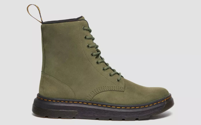 Dr Martens Crewson Nubuck Leather Boots Olive Color