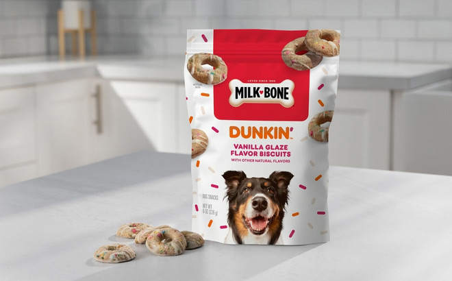 Dunkin and Milk Bone Vanilla Glaze Flavor Dog Biscuit