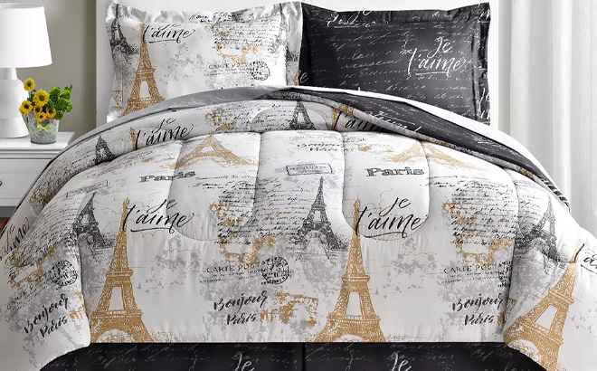 Fairfield Square Collection Paris Gold Reversible 8 Piece Comforter Set