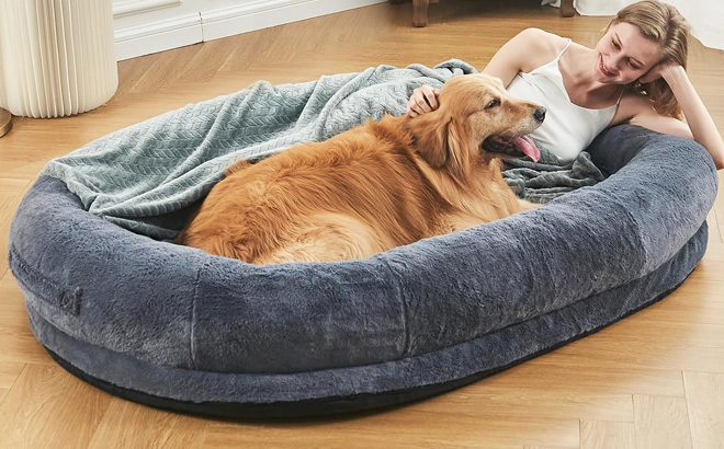 Faux Fur Fluffy Giant Human Dog Bed