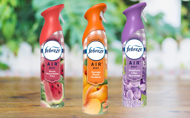 Febreze Air Mists in Three Scents on a Table