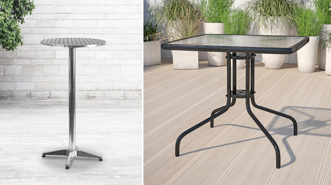Flash Furniture Tempered Glass Metal Tables