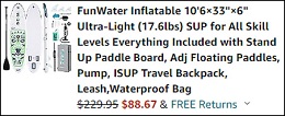 FunWater Inflatable Stand Up Paddle Board Checkout