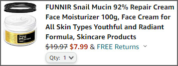 Funnir Snail Mucin 92 Repair Cream Face Moisturizer at Checkout
