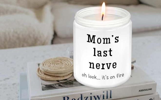 Funny Mothers Day Candle on the Book