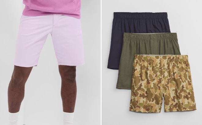 GAP Factory 10 Essential Khaki Shorts and 3 Pack Boxers