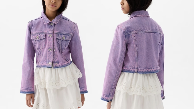 Girl Wearing GAP Icon Cropped Jacket