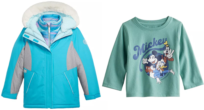 Girls ZeroXposur 3 in 1 System Jacket and Disneys Mickey Friends Baby Boy Long Sleeve Graphic Tee by Jumping Beans