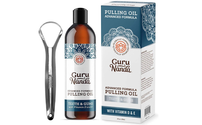 GuruNanda Advanced Oil Pulling with Tongue Scraper