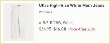 Hollister Ultra High Rise White Mom Jeans Checkout Page