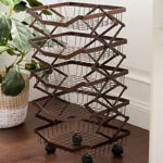 Home 365 5 Tier Collapsible All Purpose Rack with Wheels in the Color Brown