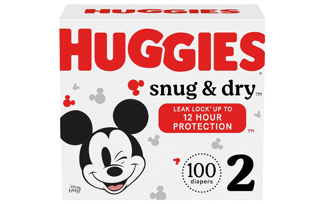 Huggies Size 2 Diapers 100 Count on a White Background