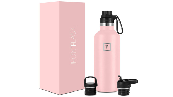Iron Flask Rose Sports Water Bottle on White Background