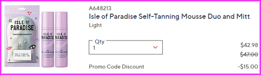 Isle of Paradise Self Tanning Mousse Duo and Mitt Checkout Screen