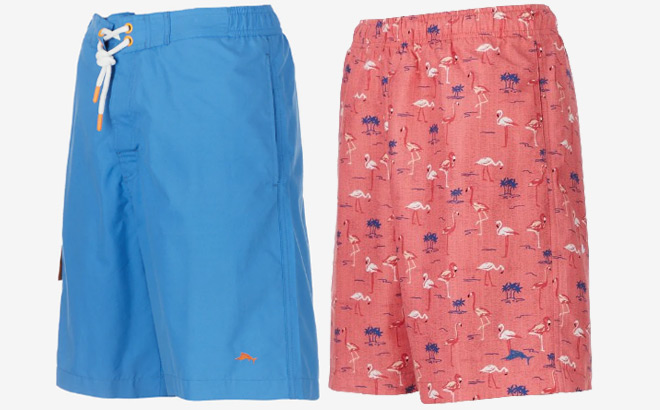 Joe Marlin Mens Swim Shorts in Blue and Flamingo Color