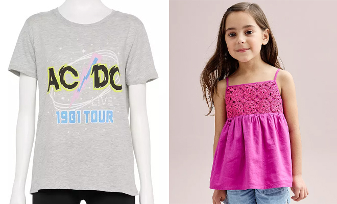 Jumping Beans Girls Babydoll Tank Top and Juniors ACDC 1981 Tour Graphic Tee