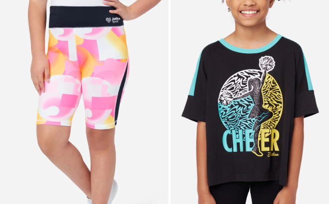 Justice Girls Bike Shorts and Tee