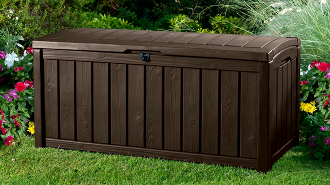 Keter Glenwood 101 Gallon Outdoor Storage Resin Plastic Deck Box