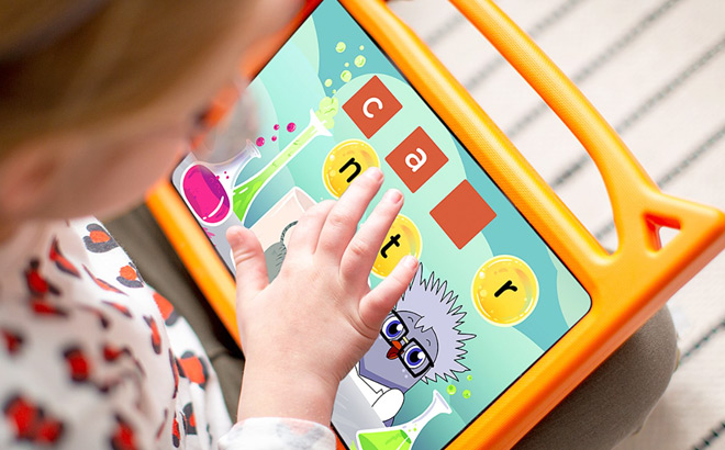 Kid Using a Homer Learning App on a Tablet