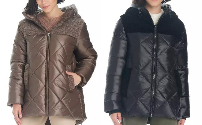 Koolaburra by UGG Womens Sherpa Mixed Media Puffer Jacket
