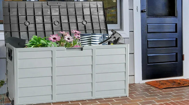 Ktaxon 75 Gallon Outdoor Storage Deck Box with Gardeing Tools