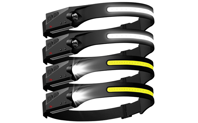 LED Rechargeable Headlamp with Motion Sensor 4 Pack