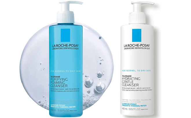 La Roche Posay Toleriane Purifying Foaming Facial Cleanser and Toleriane Hydrating Gentle Face Cleanser
