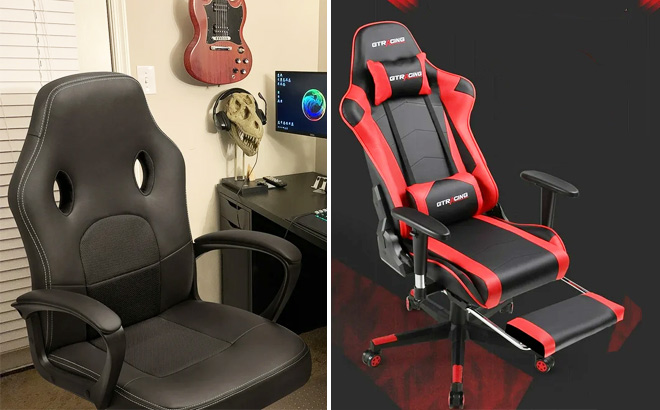 Lacoo Faux Leather Computer Gaming Chair Office Desk Chair with Lumbar Suppor