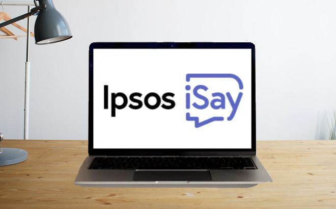 Laptop with Ipsos iSay on the Background