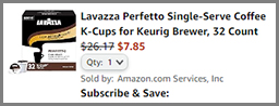 Lavazza Coffee K Cups 32 Count Final Price at Amazon
