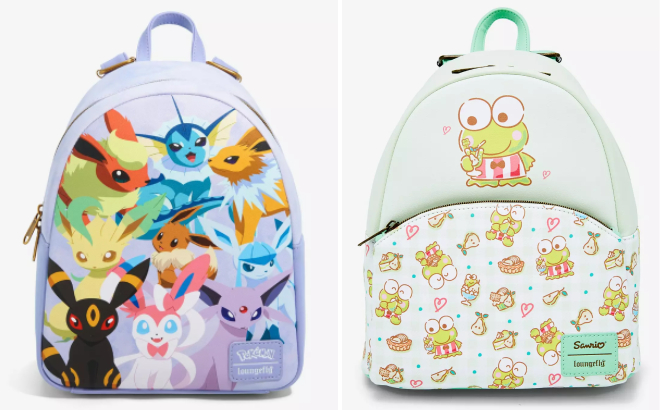 Loungefly Pokemon Eeveelutions and Keroppi Snacks Mini Backpacks