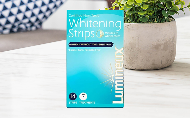 Lumineux Teeth Whitening Strips 7 Treatments on a Table