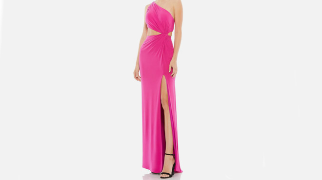 Mac Duggal One Shoulder Cut Out Gown