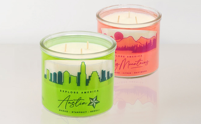 Mainstays 14 Ounce 3 Wick Candles Austin and Rocky Mountains Wraps 2 Pack