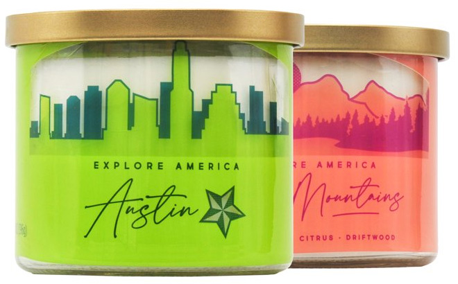 Mainstays 14 Ounce 3 Wick Candles Austin and Rocky Mountains