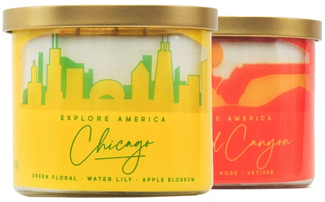 Mainstays 14 Ounce 3 Wick Candles Chicago and Grand Canyon Wraps