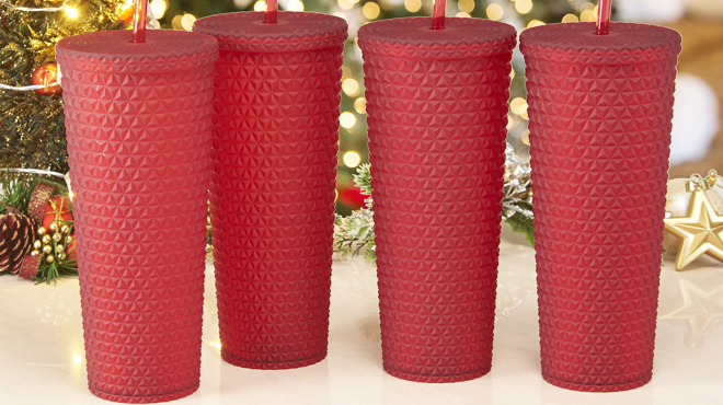 Mainstays 4 Pack Plastic Tinted Matte Textured Tumblers