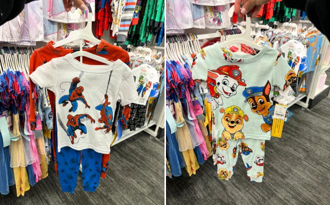 Marvel Spider Man Snug Fit Pajama Set and PAW Patrol Snug Fit Pajama Set