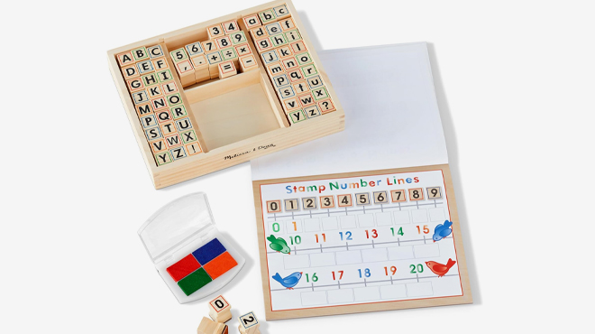 Melissa and Doug Deluxe Letters and Numbers Wooden Stamp Set