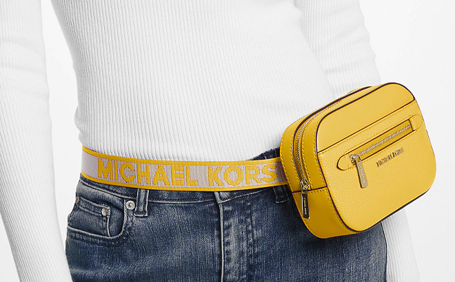 Michael Kors Jet Set Small Pebbled Leather Belt Bag in Yellow
